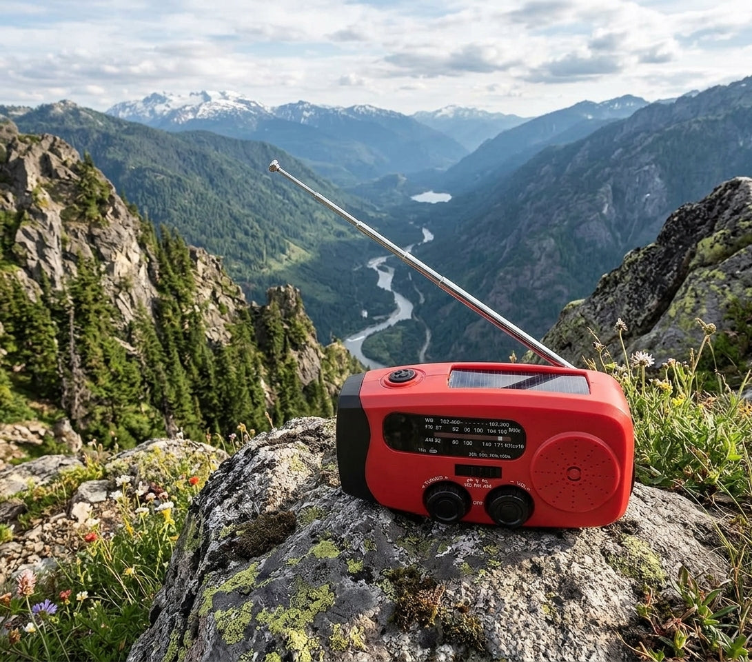 Emergency Crank Radio - Solar Powered / LED Flashlight / Power Bank